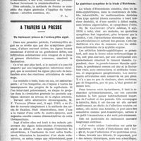 1505 - Page 1508 - Partie scientifique. Phtisiologie. La cure de recalcification dans la tuberculose, (Méthode de Ferrier) / A travers la presse. Un traitement précoce de l’ostéomyélite aiguë / Le quatrième symptôme de la triade d’Hutchinson