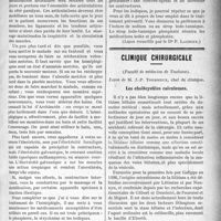 1540 - Page 1543 - Partie scientifique. Clinique médicale, Hôtel-Dieu M. le professeur Gilbert. Traitement de l'hémorrhagie cérébrale [J. Noir] / Clinique chirurgicale, (Faculté de médecine de Toulouse), Leçon de M. J. -P. Tourneux. Les cholécystites calculeuses