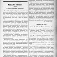 1560 - Page 1563 - Partie professionnelle. Jurisprudence médicale. Accidents de travail. — Honoraires. — Le Cumul / Médecine sociale. L’assurance-maladie obligatoire. Annexe N° 5623, (Journ. offi. 1919. Doc. Parlem. Chambre p. 469)