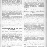 1604 - Page 1607 - Partie scientifique. Revue des sociétés savantes. Chirurgie conservatrice, (M. R. Loewy. — Société des Chirurgiens de Paris) / Résultat éloigné d’une greffe osseuse, (M. Paul Delbet. - Société des Chirurgiens de Paris) / Plaie crânio-cérébrale traitée par suture primitive du cuir chevelu, (M. Ch. Buizard. — Société des Chirurgiens de Paris) / Fibrome périostique sacro-coccygien simulant un fibrome de l’utérus, (M. A. Huguier. — Société des Chirurgiens de Paris) / Fractures et luxations des os du carpe, (MM. Péraire et Chabrv. — Société des Chirurgiens de Paris) / Gastrostomie d’urgence chez un blessé de la bouche, (M. G. Léo. — Société des Chirurgiens de Paris)