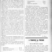 1606 - Page 1609 - Partie scientifique. Pratique médicale. La dilatation aiguë du coeur droit dans la pneumonie franche aiguë infantile. Son traitement / A travers la presse. Cure de diète lactée et diabète