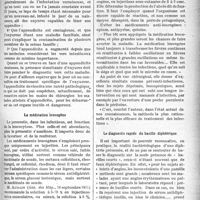 1610 - Page 1613 - Partie scientifique. A travers la presse. Contribution à l’étiologie de l’appendicite / La médication leucogène / Le diagnostic rapide du bacille diphtérique