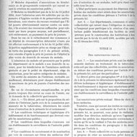 1617 - Page 1620 - Partie professionnelle. La lutte antituberculeuse. Législation, Loi du 7 septembre 1919 instituant des sanatoriums spécialement destinés au traitement de la tuberculose et fixant les conditions d’entretien des malades dans ces établissements. Titre Ier, Des sanatoriums publics / Titre II, Des sanatoriums privés