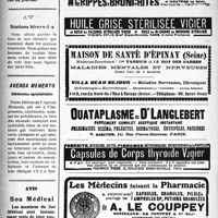 1625 - Page 1628-XVI - Don / Avis / Agenda memento. Médecins spécialistes / Avis