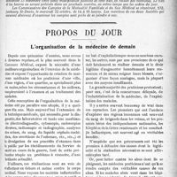 1646 - Page 1649 - Sommaire. Nos assemblées générales / Propos du jour. L’organisation de la médecine de demain [J. Noir]