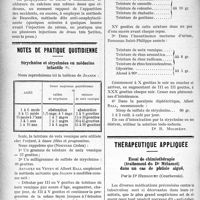 1669 - Page 1672 - Partie scientifique. A travers la presse. Les accidents sériques / Notes de pratique quotidienne. Strychnine et strychnées en médecine infantile / Thérapeutique appliquée. Essai de chimiothérapie (traitement du Dr Mélamet) dans un cas de phtisie aiguë, par le Dr Herrouet