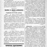 1749 - Page 1752 - Partie professionnelle. Documents officiels. A l’officiel. Décret du 25 août 1919 relatif à la promotion au grade d’officier des Elèves de l’Ecole de Lyon / Questions et réponses parlementaires. L’application de la loi des pensions / Reportage professionnel. Nouvelles et Informations. Carnet de mariage / Nécrologie [Dr J. Laporte]