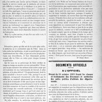 1870 - Page 1873 - Partie professionnelle. Médecine sociale. La médecine préventive et l’organisation sociale / Documents officiels. A l’officiel. Décret du 10 octobre 1919 fixant les classes et traitements des directeurs et médecins des asiles publics d’aliénés des départements