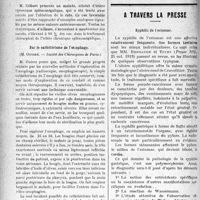 1907 - Page 1910 - Partie scientifique. Revue des sociétés savantes. Purpura hémorrhagique causé par le néoarsénobenzol, (MM. Marcel Labbé et S. Langlois. — Société médicale des hôpitaux) / Ictère chronique splénomégalique traité avec succès par la splénectomie, (MM. A. Gilbert, Chabrol et Bénard. — Société médicale des hôpitaux) / Sur le cathétérisme de l’œsophage, (M. Guisez. — Société des Chirurgiens de Paris) / A travers la presse. Syphilis de l'estomac