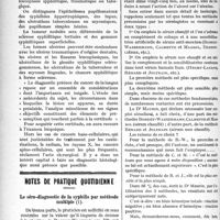 1915 - Page 1918 - Partie scientifique. A travers la presse. Le diagnostic précoce du cancer de la langue / Notes de pratique quotidienne. Le séro-diagnostic de la syphilis par méthode multiple