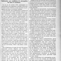 1918 - Page 1921 - Partie professionnelle. Législation pratique. Modification aux conditions de prorogation des baux et locations