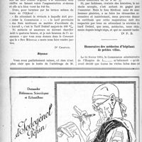 1945 - Page 1948-XXVIII - Correspondance. La majoration du Tarif Dubief / Honoraires des médecins d’hôpitaux de petites villes