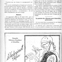 1955 - Page 1958-VI - Correspondance. Qu’est-ce qu’un « mutilé de guerre » ? / La détérioration ou la perte des effets causés par un accident du travail ne sont pas indemnisées par la loi / La pension des réformés pour tuberculose pulmonaire