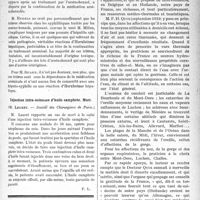 1972 - Page 1975 - Partie scientifique. Revue des sociétés savantes. Trois cas d’ictère au cours de traitement par l’arsénobenzol, (M. Milian. — Société médicale des hôpitaux) / Injection intra-veineuse d’huile camphrée. Mort, (M. Leuret. — Société des Chirurgiens de Paris) / A travers la presse. La France, lieu de séjour pour les maladies de l’oreille, du nez et de la gorge / L’épidermophytie inguinale