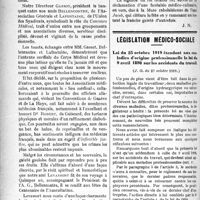 2031 - Page 2034 - Partie professionnelle. Echos des assemblées générales du « concours médical » et de ses filiales / Législation médico-sociale. Loi du 25 octobre 1919 étendant aux maladies d’origine professionnelle la loi du 9 avril 1898 sur les accidents du travail