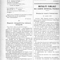 2039 - Page 2042 - Partie professionnelle. La vie syndicale et professionnelle. III, Où l’on constate comment l’Hôpital est fait pour les indigents ! / Mutualité familiale du corps médical français. Réunion du Conseil d’Administration, 28 octobre 1919