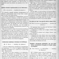 2078 - Page 2081 - Partie scientifique. Revue des sociétés savantes. L’approvisionnement en lait de Paris, (M. H. Martel. — Académie de médecine) / Quelques données expérimentales sur la tuberculose, (M. A. Calmette. — Académie de médecine) / L’obstruction hydatique chronique du cholédoque, (M. F. Devé. — Académie de médecine) / Méningite cérébro-spinale et bactériothérapie, (MM. Méry et L. Girard. — Académie de médecine) / Les plaies de l’oeil : leur gravité selon la région lésée, (M. Félix Lagrange (de Bordeaux). — Académie de médecine. ) / Analgésie chirurgicale généralisée par voie rachidienne (cocaïnisation homogène du liquide céphalo-rachidien), (M. Paul Delmas, de Montpellier. — Académie de Médecine)
