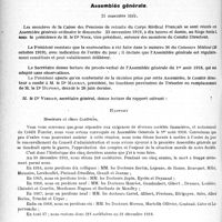 2087 - Page 2090 - Partie professionnelle. Caisse des pensions de retraite du corps médical français. Assemblée générale, 23 novembre 1919
