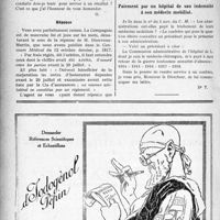 2113 - Page 2116-XXVIII - Correspondance. Application de la majoration du Tarif Dubief / Paiement par un hôpital de son indemnité à son médecin mobilisé