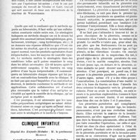 2133 - Page 2136 - Partie scientifique. Syphiligraphie. Sérodiagnostic de la syphilis. Contrôle du laboratoire par le médecin. Collaboration entre eux, par MM. Leredde et Rubinstein / Clinique infantile, Hôpital des Enfants-Malades : M. le professeur Marfan / Complications et pronostic des bronchopneumonies de la première enfance