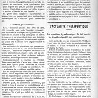 2148 - Page 2151 - Partie scientifique. A travers la presse. Les coliques douloureuses post opératoires / Le mariage des syphilitiques / L'actualité thérapeutique. Les injections hypodermiques de lait contre les troubles digestifs des nourrissons