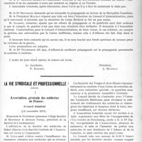 2164 - Page 2167 - Partie professionnelle. Mutualité familiale du corps médical français. Assemblée Générale / La vie syndicale et professionnelle. I, Association générale des médecins de France, (14 novembre 1919)