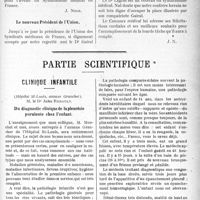 2248 - Page 2251 - Propos du jour. L’Assemblée générale de l’Union des Syndicats médicaux de France. La déclaration du Syndicat des médecins de Strasbourg / Le nouveau Président de l’Union / Partie scientifique. Clinique infantile, (Hôpital St-Louis, annexe Grancher), M. le Dr Jules Renault. Du diagnostic clinique de la pleurésie purulente chez l’enfant