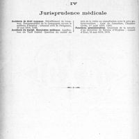 2289 - Page 2296 - Table des matières contenues dans le «concours médical». Année 1919, 2e Semestre. III, Noms des auteurs / IV, Jurisprudence médicale