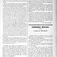 0048 - Page 47 - Partie professionnelle. Jurisprudence médicale. Cour de Cassation. —I. Loyer professionnel. — II. — Fonctionnaire et accident du travail [Dr Paul Boudin] / Honoraires médicaux. A propos du Tarif Dubief