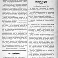0084 - Page 83 - Partie scientifique. Clinique infantile, Hôpital des Enfants-Malades : M. le prof. Marfan. Traitement de la broncho-pneumonie des enfants du 1er âge [Leçon recueillie par le Dr. P. Lacroix] / Physiothérapie. La Chimiothérapie de la tuberculose / Erratum / Thérapeutique. Les Emphysémateux. Comment on peut retarder l’emphysème