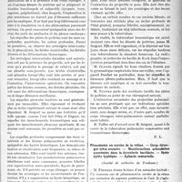 0092 - Page 91 - Partie scientifique. Revue des sociétés savantes. Séquelles tardives des plaies de poitrine, (Société médicale des hôpitaux) / Plissements en cercles de la rétine. — Corps étranger intra-oculaire. — Manifestations articulaires anormales dans la dysenterie bacillaire. — Spondylite typhique. — Aphasie sensorielle, (Société de médecine de Toulouse)