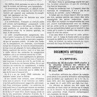 0112 - Page 111 - Partie professionnelle. Questions médico-militaires. La médecine militaire devant l’opinion médicale / Documents officiels. A l’officiel. Circulaire du 24 décembre 1919 relative à la situation militaire des officiers de complément admis à une pension pour invalidité par application de la loi du 31 mars 1919