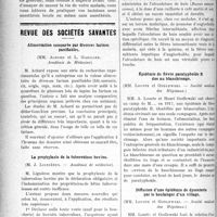 0149 - Page 148 - Partie scientifique. Clinique chirurgicale, Hôtel-Dieu de Toulouse, Leçon de M. G. P. Tourneux. Les périurétrites gangreneuses diffuses / Revue des sociétés savantes. Alimentation comparée par diverses farines paniflables, (Académie de Médecine) / La prophylaxie de la tuberculose bovine, (Académie de médecine) / Epidémie de fièvre paratyphoïde B due au blanchissage, (Société médicale des Hôpitaux) / Diffusion d’une épidémie de dysenterie par le boulanger d’un village, (Société médicale des Hôpitaux)