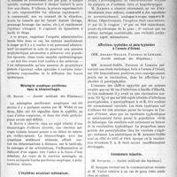 0152 - Page 151 - Partie scientifique. Revue des sociétés savantes. Diffusion d’une épidémie de dysenterie par le boulanger d’un village, (Société médicale des Hôpitaux) / Méningite aseptique puriforme dans la blennorrhagie, (Société médicale des Hôpitaux) / L'érythème arsenical oedémateux, (Société médicale des Hôpitaux) / Affections typhoïdes et para-typhoïdes à l’armée d’Orient, (Société médicale des Hôpitaux) / Gérodermie infantile, (Société médicale des hôpitaux)