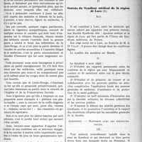 0170 - Page 169 - Partie professionnelle. La vie syndicale et professionnelle. La Croix-Rouge et l’exercice de la médecine. Cours médico-chirurgicaux, d’hygiène sociale et de soins aux enfants / Statuts du Syndicat médical de la région de Lure. But / Admission. — Rapports avec les médecins isolés