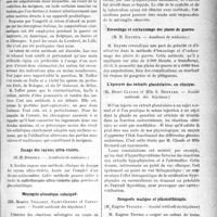 0352 - Page 351 - Partie scientifique. Revue des sociétés savantes. Les amputations cinématiques, (Académie de médecine) / Dosage des rayons ultra-violets, (Académie de médecine) / Méningite alcoolique subaigu, (Société médicale des hôpitaux) / Emondage et embaumage des plaies de guerre, (Académie de médecine) / L’épreuve des extraits glandulaires, en clinique, (Société médicale des hôpitaux) / Rougeole maligne et plasmothérapie, (Société médicale des hôpitaux)