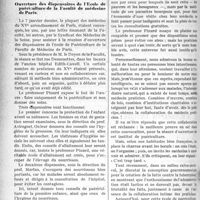0427 - Page 426 - Partie professionnelle. Médecine sociale. Ouverture des dispensaires de l’Ecole de puériculture de la Faculté de médecine de Paris [Dr Paul Boudin]