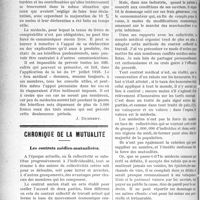 0495 - Page 494 - Partie professionnelle. Jurisprudence médicale. La loi sur les bénéfices de guerre est applicable aux médecins / Chronique de la mutualité. Les contrats médico-mutualistes