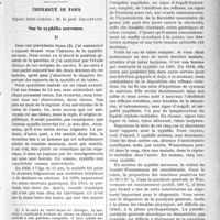 0536 - Page 535 - Partie scientifique. Clinique médicale. Université de bordeaux, Clinique médicale : M. Arnozan. Difficultés de diagnostic et de traitement dans un cas de fièvre typhoïde / Université de Paris, Hôpital Saint-Antoine : M. le prof. Chauffard. Sur la syphilis nerveuse [Leçon recueillie par le Dr P. Lacroix]