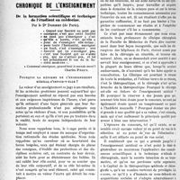 0561 - Page 560 - Partie professionnelle. Déontologie. Les remplacements médicaux par les étudiants étrangers / Chronique de l’enseignement. De la formation scientifique et technique de l’étudiant en médecine