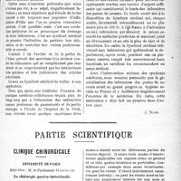 0590 - Page 589 - Propos du jour. Les infirmières des postes de secours dans les régions libérées [J. Noir] / Partie scientifique. Clinique chirurgicale. Université de Paris, Hôtel-Dieu : M. le Professeur Hartmann. La chirurgie gastro-intestinale