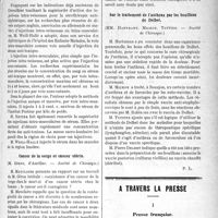 0600 - Page 599 - Partie scientifique. Revue des sociétés savantes. Action du microbe bactériophage, (Société de Biologie) / Les injections intra-musculaires de sérum anti-diphtérique, (Société médicale des hôpitaux) / Cancer de la verge et cancer utérin, (Société de Chirurgie) / Sur le traitement de l’anthrax par les bouillons de Delbet, (Société de Chirurgie) / A Travers la presse. Presse française. Les pansements formolés [(Journ. des Prat, 17 janv. 1920)]