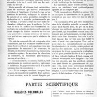 0653 - Page 652 - Propos du jour. L’enseignement à tirer de la grève des cheminots [J. Noir] / Partie scientifique. Maladies coloniales. Un traitement méthodique du paludisme, Par le Dr Raizis