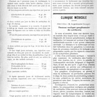 0655 - Page 654 - Partie scientifique. Maladies coloniales. Un traitement méthodique du paludisme, Par le Dr Raizis / Clinique médicale, Hôtel-Dieu : M. le professeur Gilbert. Tumeur maligne ganglionnaire du médiastin [Leçon recueillie par le Dr P. Lacroix]