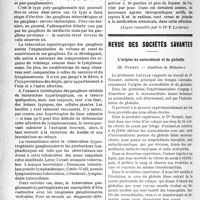 0659 - Page 658 - Partie scientifique. Clinique médicale, Hôtel-Dieu : M. le professeur Gilbert. Tumeur maligne ganglionnaire du médiastin [Leçon recueillie par le Dr P. Lacroix] / Revue des sociétés savantes. L’origine du normoblaste et du globulin, (Académie de Médecine) / La mort du foetus par submersion intra-utérine, (Académie de médecine)