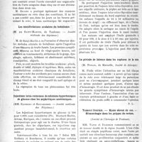0661 - Page 660 - Partie scientifique. Revue des sociétés savantes. L’urée sanguine dans l’épilepsie, (Société médicale des hôpitaux) / Les manifestations oculaires du botulisme, (Société médicale des hôpitaux) / Injections intra-veineuses de solutions hypertoniques de glucose chez les néphritiques azotémiques, (Société médicale des Hôpitaux) / Les injections intra-trachéales dans les broncho-pneumonies aiguës, (Société médicale des Hôpitaux) / La période de latence dans les ruptures de la rate, (Société de chirurgie) / Tumeur frontale. — Kyste séreux du cou. — Hémorrhagie dans les polypes du rectum, (Société de Chirurgie de Toulouse)
