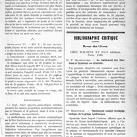 0674 - Page 673 - Partie scientifique. Phtisiothérapie. Traitement des maladies des voies respiratoires et de la tuberculose pulmonaire par un éther glycéro-gaïacolique : le résyl, par le Dr A. Leroy / Bibliographie critique. Revue des Livres. Le traitement des fractures et luxations en clientèle, par M. F. Masmonteil, chez Maloine et Fils éditeurs, Paris, 1920 / Traitement curatif et prophy lactique de la grippe épidémique, par Dr Mirovitch, chez Maloine et Fils éditeurs, Paris, 1920 / Conseils aux sourds par un sourd, par M. Lauer, chez Maloine et Fils éditeurs, Paris, 1920