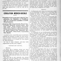 0742 - Page 741 - Partie professionnelle. La vie syndicale et professionnelle. Syndicat médical des stations balnéaires et sanitaires. Résolutions adoptées dans la séance du 8 mars 1920 / Législation médico-sociale. Proposition de loi ayant pour objet la réorganisation des hôpitaux et l’établissement de l’assurance-maladie et invalidité prématurée