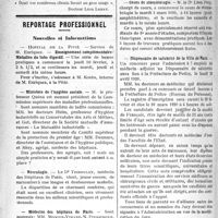 0759 - Page 758 - Partie professionnelle. Anthologie médicale. Le premier client / Reportage professionnel. Nouvelles et Informations. Enseignement complémentaire. Maladies du tube digestif / Ministère de l’hygiène sociale / Nécrologie [Dr Triboulet] / Médecins des hôpitaux de Paris / Enseignement de clinique infantile à l’hôpital des Enfants-Malades / Cours de stomatologie / Dispensaire de salubrité de la Ville de Paris