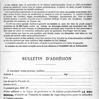 0804 - Page XIX-803 - Sou médical, Ligue de Protection et de Défense Professionnelles / Bulletin d’adhésion